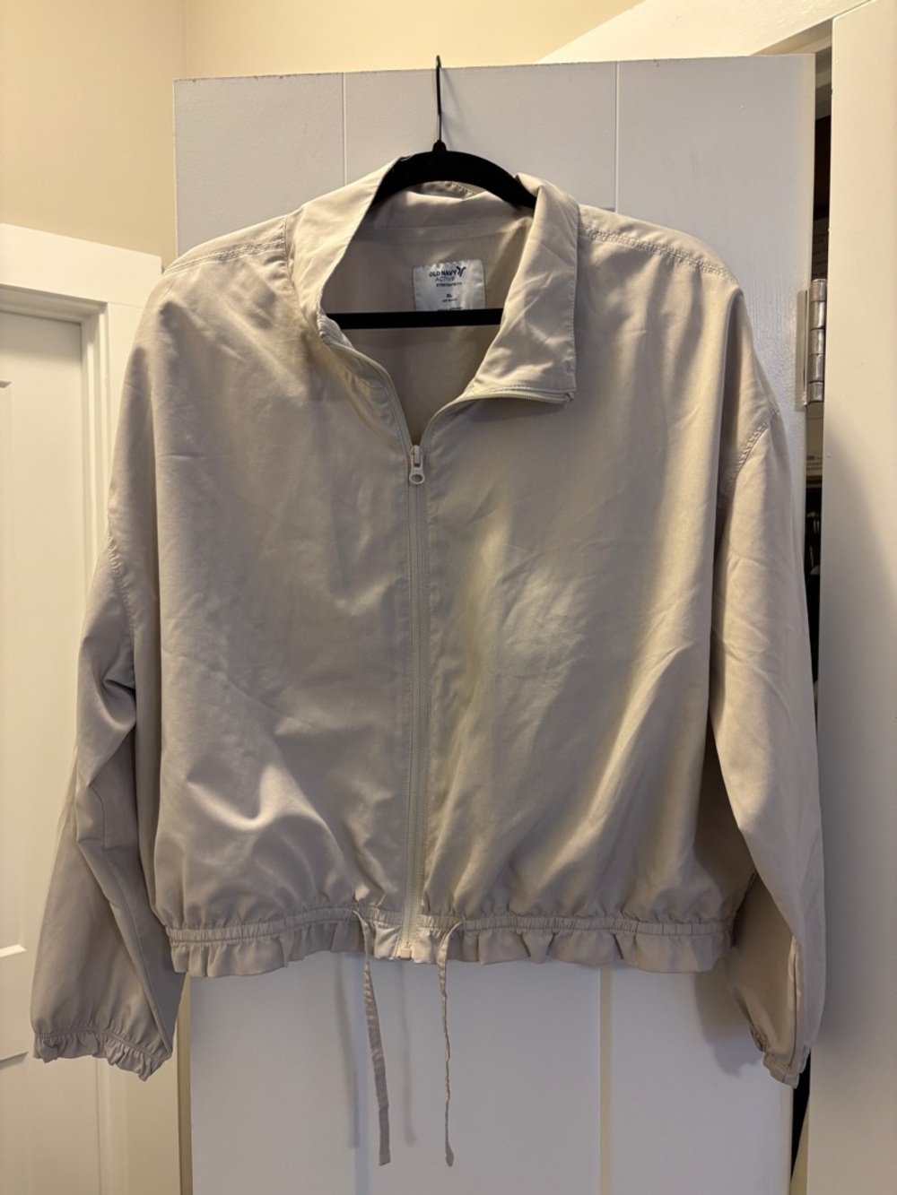 Old Navy Light Beige Zip-Front Bomber Jacket